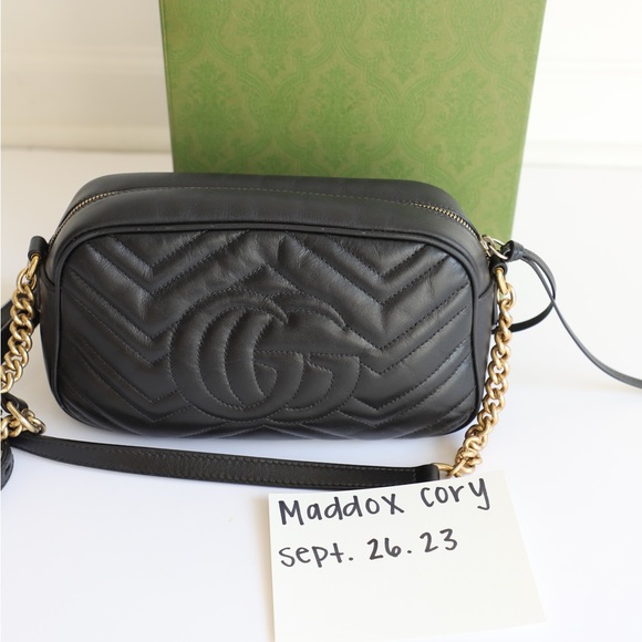 GG MARMONT SMALL SHOULDER BAG BLACK LEATHER - Picture 4 of 14